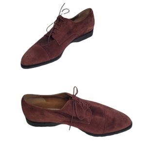 VINTAGE 80s shoes maroon suede lace up‎ made in Italy oxford loafers 10